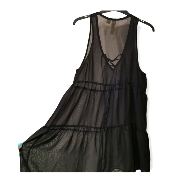BLACK dress swim coverup see through - Picture 1 of 4